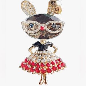 Rabbit Crystal/Rhinestone Brooch Pin